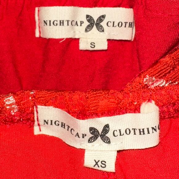 Nightcap Clothing Palm Lace Bandeau Top & High Waisted Short Red Orange Set S XS - Picture 4 of 16